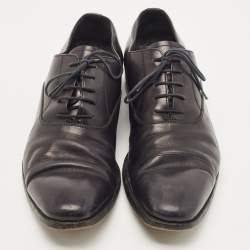 Prada Dark Blue Leather Cap Toe Lace Up Oxford Size 43