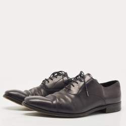 Prada Dark Blue Leather Cap Toe Lace Up Oxford Size 43