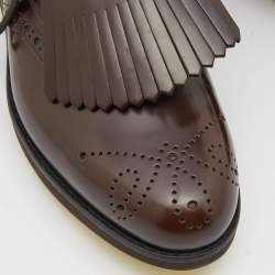 Prada Brown/Black Brogue Leather and Mesh Lace Up Derby Size 43