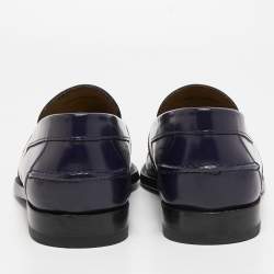 Prada Blue/White Leather Slip on Loafers Size 42.5