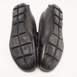 Pre Owned Prada Black Saffiano Leather Slip On Loafers Size 42