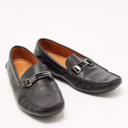 Pre Owned Prada Black Saffiano Leather Slip On Loafers Size 42