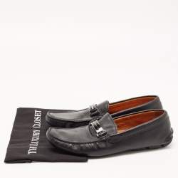 Pre Owned Prada Black Saffiano Leather Slip On Loafers Size 42