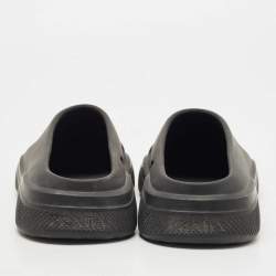 Prada Black Rubber Logo Mules Size 42 