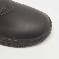 Prada Black Rubber Logo Mules Size 42 