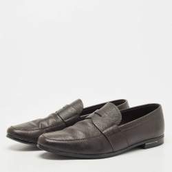 Pre Owned Prada Brown Saffiano Leather Penny Loafers Size 42