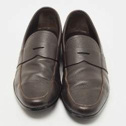 Pre Owned Prada Brown Saffiano Leather Penny Loafers Size 42