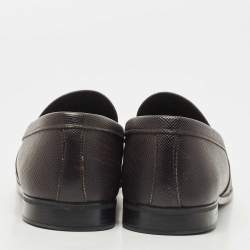 Pre Owned Prada Brown Saffiano Leather Penny Loafers Size 42