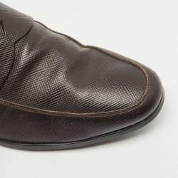 Pre Owned Prada Brown Saffiano Leather Penny Loafers Size 42