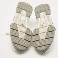 Prada White/Grey Leather and Mesh Low Top Sneakers Size 42.5