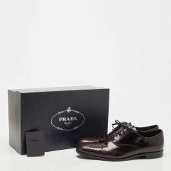 Prada Burgundy Leather Lace Up Brogue Oxford Size 42