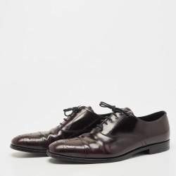 Prada Burgundy Leather Lace Up Brogue Oxford Size 42