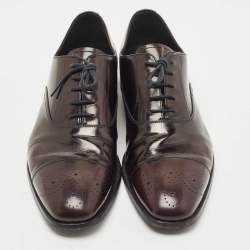 Prada Burgundy Leather Lace Up Brogue Oxford Size 42
