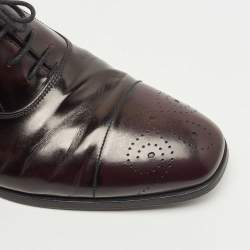 Prada Burgundy Leather Lace Up Brogue Oxford Size 42