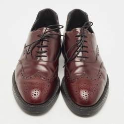 Prada Burgundy Brogue Leather Lace Up Oxfords Size 42