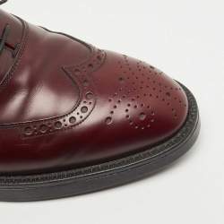 Prada Burgundy Brogue Leather Lace Up Oxfords Size 42