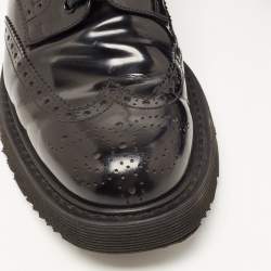 Pre Owned Prada Black Brogue Leather Lace Up Derby Size 42.5