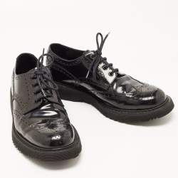 Pre Owned Prada Black Brogue Leather Lace Up Derby Size 42.5