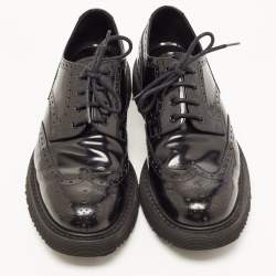 Pre Owned Prada Black Brogue Leather Lace Up Derby Size 42.5