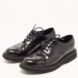 Pre Owned Prada Black Brogue Leather Lace Up Derby Size 42.5