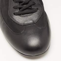 Prada Sports Black Leather and Fabric Low Top Sneakers Size 42