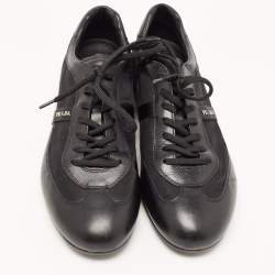 Prada Sports Black Leather and Fabric Low Top Sneakers Size 42