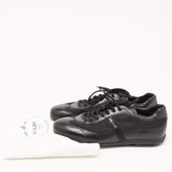 Prada Sports Black Leather and Fabric Low Top Sneakers Size 42