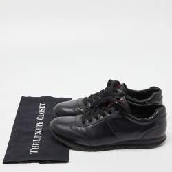 Pre Owned Prada Sport Black Leather Lace Up Low Top Sneakers Size 42
