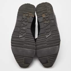 Pre Owned Prada Sport Black Leather Lace Up Low Top Sneakers Size 42