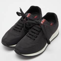 Pre Owned Prada Sport Black Nylon Low-Top Sneakers Size 41.5