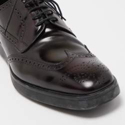 Prada Burgundy Brogue Leather Oxfords Sneakers Size 43