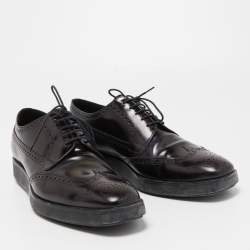 Prada Burgundy Brogue Leather Oxfords Sneakers Size 43