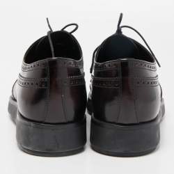 Prada Burgundy Brogue Leather Oxfords Sneakers Size 43