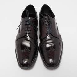 Prada Burgundy Brogue Leather Oxfords Sneakers Size 43