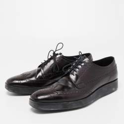 Prada Burgundy Brogue Leather Oxfords Sneakers Size 43