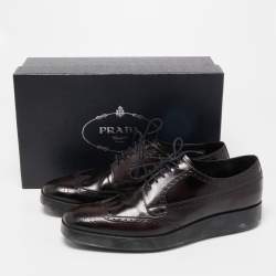 Prada Burgundy Brogue Leather Oxfords Sneakers Size 43