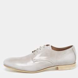 Prada Grey Patent Leather Lace Up Oxfords Size 43
