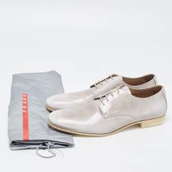 Prada Grey Patent Leather Lace Up Oxfords Size 43