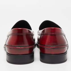 Prada Burgundy Patent Leather Slip On Loafers Size 43