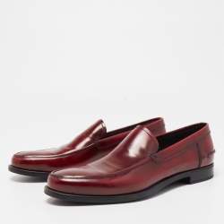 Prada Burgundy Patent Leather Slip On Loafers Size 43