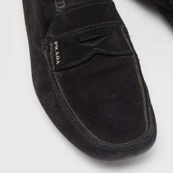Prada Black Suede Penny Loafers Size 40.5