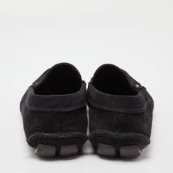 Prada Black Suede Penny Loafers Size 40.5