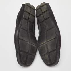 Prada Black Suede Penny Loafers Size 40.5