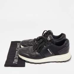 Prada Black Leather and Mesh Prax 01 Sneakers Size 40