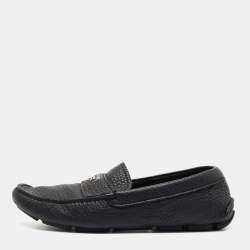 Prada Black Leather Slip On Loafers Size 41 