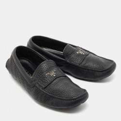 Prada Black Leather Slip On Loafers Size 41 