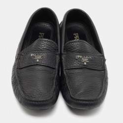 Prada Black Leather Slip On Loafers Size 41 