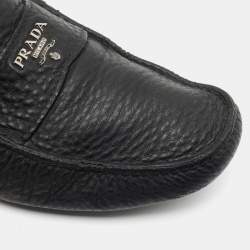 Prada Black Leather Slip On Loafers Size 41 