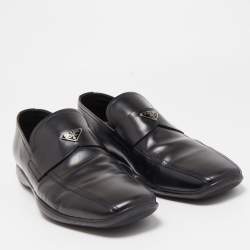 Pre Owned Prada Black Leather Dress Loafers Size 46