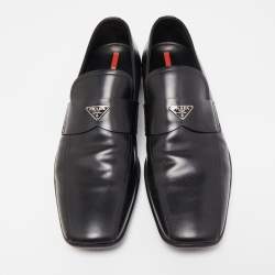 Pre Owned Prada Black Leather Dress Loafers Size 46